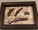 Vintage Replica Gun Wall Art 50x40cm – Luxury 3D Antique Pistol & Revolver Shadow Box with Vintage Map & Bronze Polcore Frame - Image 3