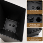 Large Black Plant Pot 50cm - Tall Geometric Square Planter with 3D Triangle Design for Indoor & Outdoor Plants - Image 4