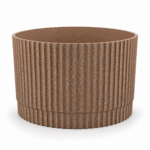 Brown Plant Pot 20.6cm - Modern Ribbed Oval Planter with Speckled Stone Effect for Indoor & Outdoor Plants - Image 2