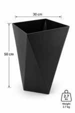 Large Black Plant Pot 50cm - Tall Geometric Square Planter with 3D Triangle Design for Indoor & Outdoor Plants - Image 10