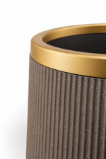 Tall Grey & Gold Plant Pot 60cm - Large Round Ribbed Planter with Textured Stone Effect for Indoor & Outdoor Plants - Image 5