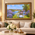 Lilac Garden Cottage Wall Art 67x47cm