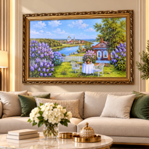 Lilac Garden Cottage Wall Art 67x47cm