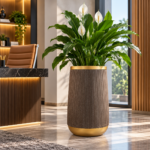 Tall Grey & Gold Plant Pot 60cm - Large Round Ribbed Planter with Textured Stone Effect for Indoor & Outdoor Plants - Image 8