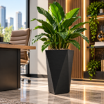 Large Black Plant Pot 50cm - Tall Geometric Square Planter with 3D Triangle Design for Indoor & Outdoor Plants - Image 5