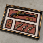 Vintage Replica Gun Wall Art 80x58cm – Luxury 3D Antique Pistol Shadow Box with Four Decorative Guns, Bullets & Gold Polcore Frame - Image 2