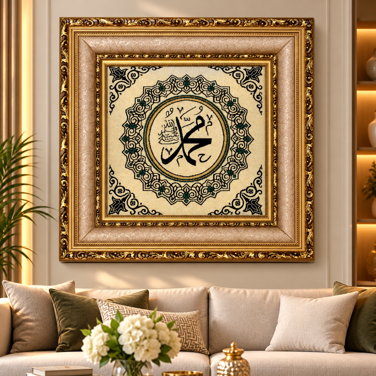 Muhammad Islamic Wall Art 57x57cm – Ornate Gold Frame