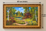 Woodland Cottage Landscape Wall Art 67x47cm – Rustic Country House & Forest Scenery with Ornate Gold Frame - Image 3