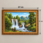 Double Waterfall Landscape Wall Art 67x47cm – Luxury Framed Mountain & Forest Scenery with Ornate Gold Frame - Image 3