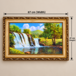 Waterfall Landscape Wall Art 67x47cm – Luxury Framed Nature Scenery with Ornate Antique Gold Frame - Image 3