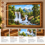 Double Waterfall Landscape Wall Art 67x47cm – Luxury Framed Mountain & Forest Scenery with Ornate Gold Frame - Image 2