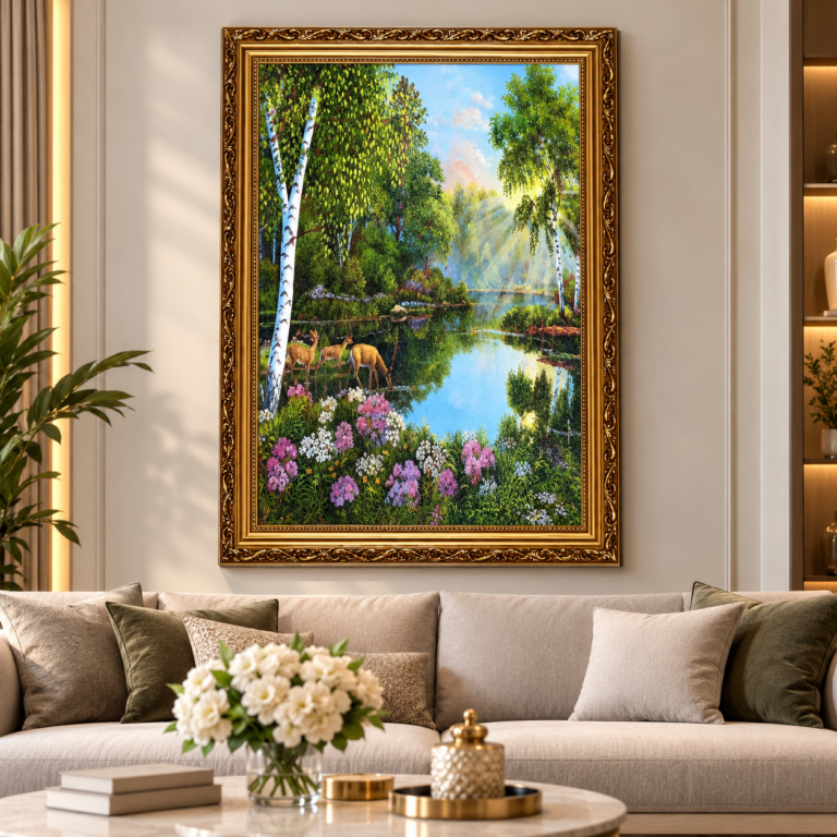 Deer Woodland Landscape Wall Art