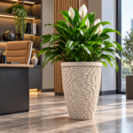 Large Light Grey Plant Pot 45cm - Round Stone Effect Planter with Raised Pebble Pattern for Indoor & Outdoor Plants - Image 5