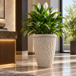 Large Light Grey Plant Pot 45cm - Round Stone Effect Planter with Raised Pebble Pattern for Indoor & Outdoor Plants - Image 10