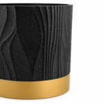 Large Plant Pot 33cm - Black & Gold Indoor Outdoor Planter with Textured Wave Design & Stone Effect - Image 6