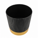 Large Plant Pot 33cm - Black & Gold Indoor Outdoor Planter with Textured Wave Design & Stone Effect - Image 3