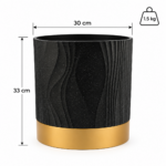 Large Plant Pot 33cm - Black & Gold Indoor Outdoor Planter with Textured Wave Design & Stone Effect - Image 8