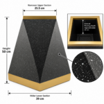 Black & Gold Geometric Plant Pot 50cm - Tall Indoor Outdoor Planter with Textured Granite Stone Effect & Modern Decorative Planter - Image 8