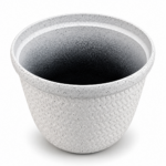 Large Plant Pot 37.5cm - Light Grey Stone Effect Round Planter with Embossed Leaf Pattern for Indoor & Outdoor Use - Image 3