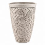 Large Light Grey Plant Pot 45cm - Round Stone Effect Planter with Raised Pebble Pattern for Indoor & Outdoor Plants - Image 11