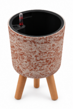 Self Watering Plant Pot with Wooden Legs 42.5cm - Red & White Stone Effect Planter with Water Level Indicator - Image 5
