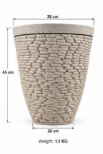 Large Light Grey Plant Pot 45cm - Round Stone Effect Planter with Raised Pebble Pattern for Indoor & Outdoor Plants - Image 4