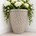 Large Light Grey Plant Pot 45cm - Round Stone Effect Planter with Raised Pebble Pattern for Indoor & Outdoor Plants - Image 9