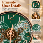 Close-up of a steampunk clock with intricate gears and elegant raised numerals, showcasing luxury home decor.