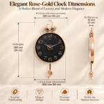 Elegant rose-gold clock with peacock design, perfect for modern luxury home decor.