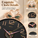 Elegant rose gold clock with swan design and raised numerals, perfect for luxury home decor.