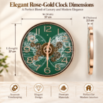 Elegant rose-gold wall clock with world map design, perfect for modern and luxury home decor.
