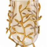 Golden branch wrapped glass vase, modern luxury home decor accessory.