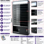 Premium display cabinet with LED lighting, adjustable shelves, and lockable sliding doors.